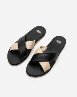 Criss Cross Cloud Slide Nappa Black Oyster