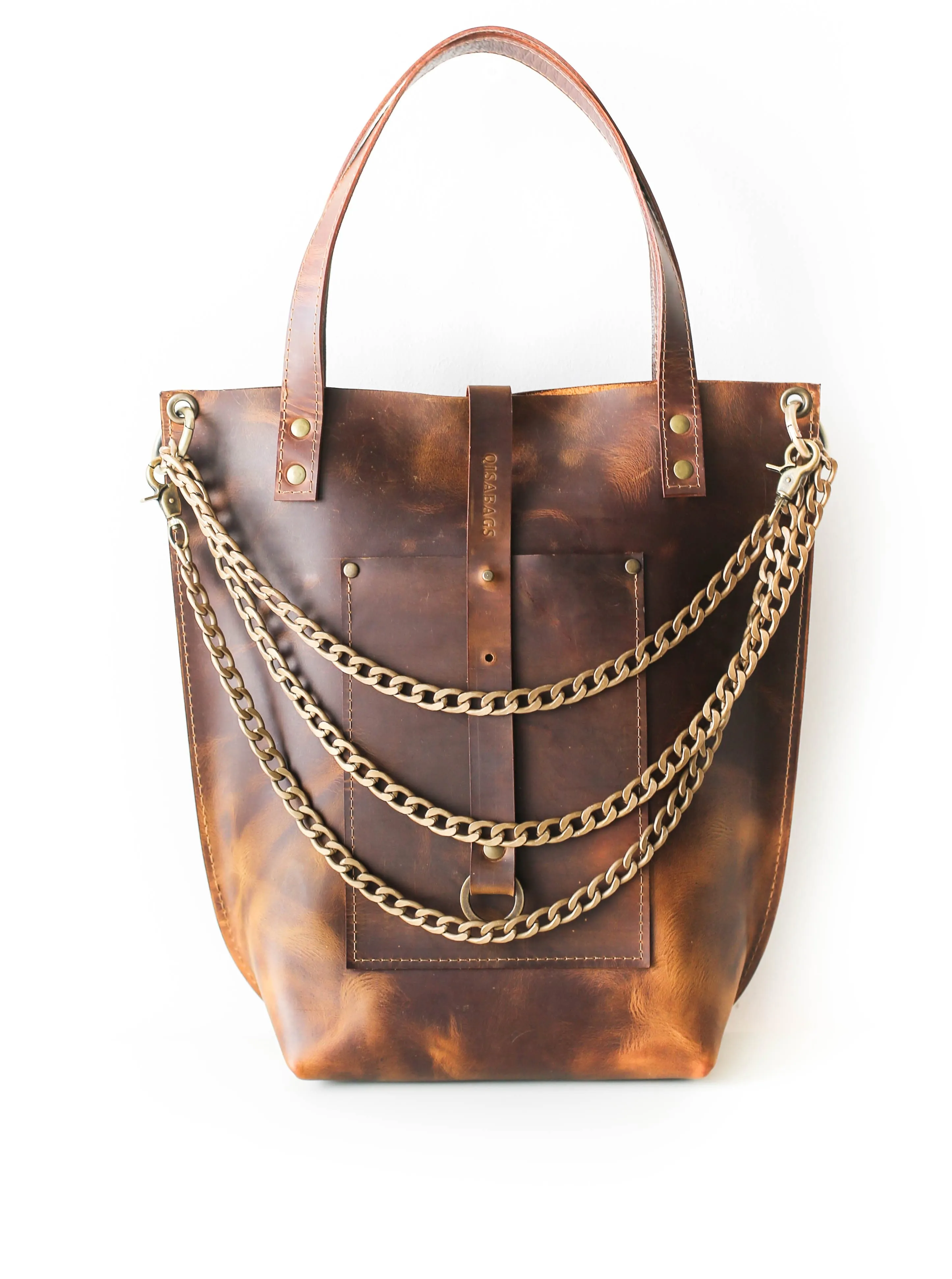 Dark Brown Leather Tote Bag