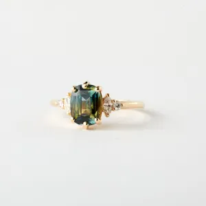 Desi Ring - 2.08 Carat Blue Green Cushion Sapphire