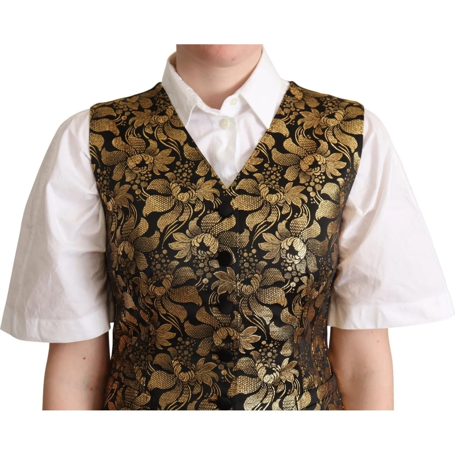 Dolce & Gabbana Elegant Black Jacquard Waistcoat