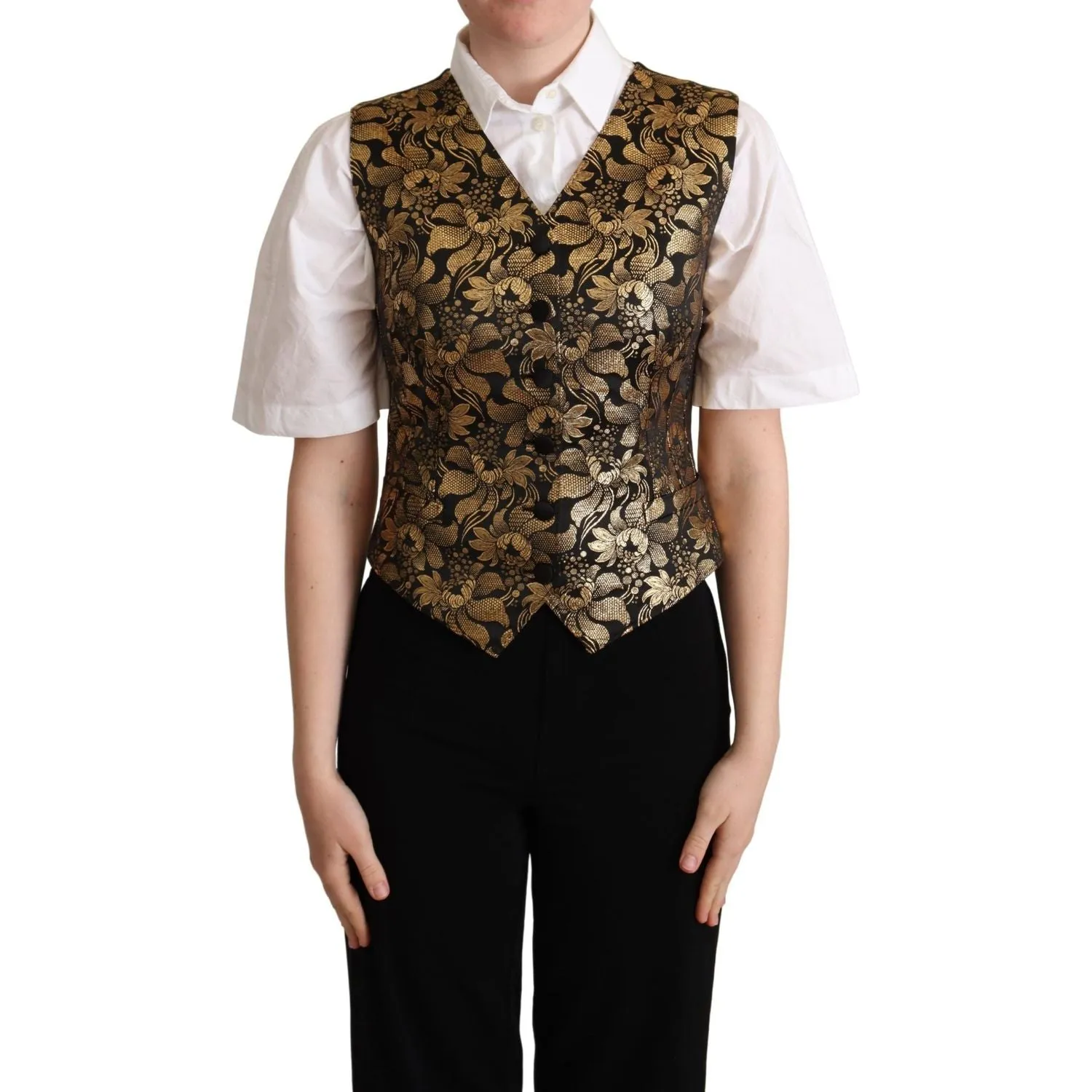 Dolce & Gabbana Elegant Black Jacquard Waistcoat