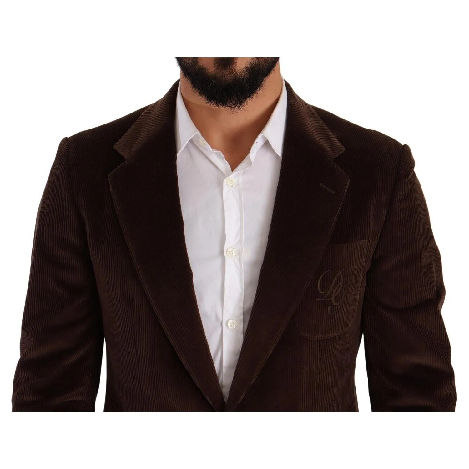 Dolce & Gabbana Elegant Brown Corduroy Slim Fit Blazer