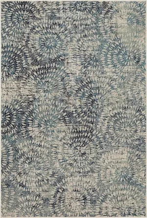 Expressions 91671 60110 Imprinted Blooms Aqua Rug