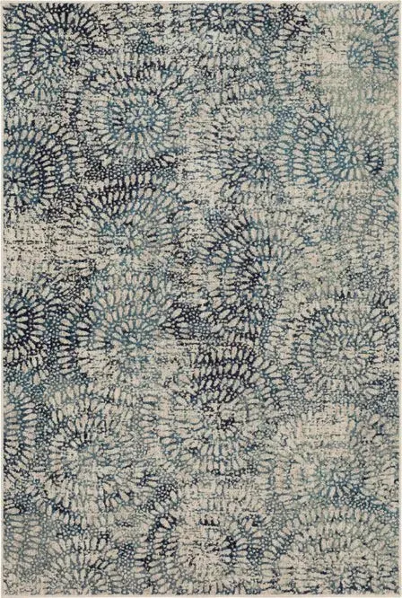 Expressions 91671 60110 Imprinted Blooms Aqua Rug