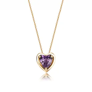 FANCIME Delicate Amethyst Heart February Birthstone 14K Gold Necklace