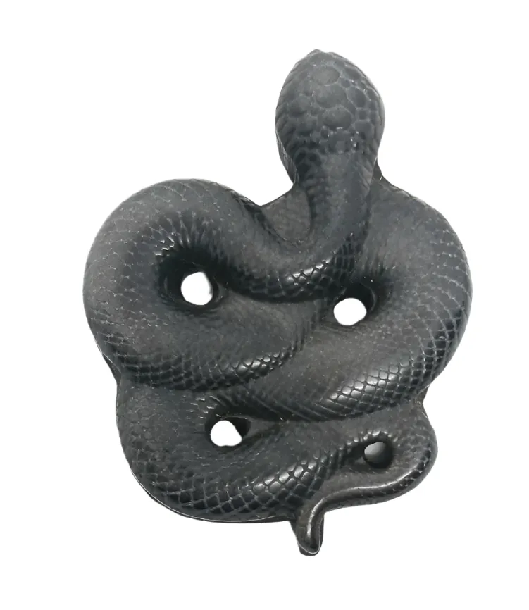 Golden Obsidian Snake Carving