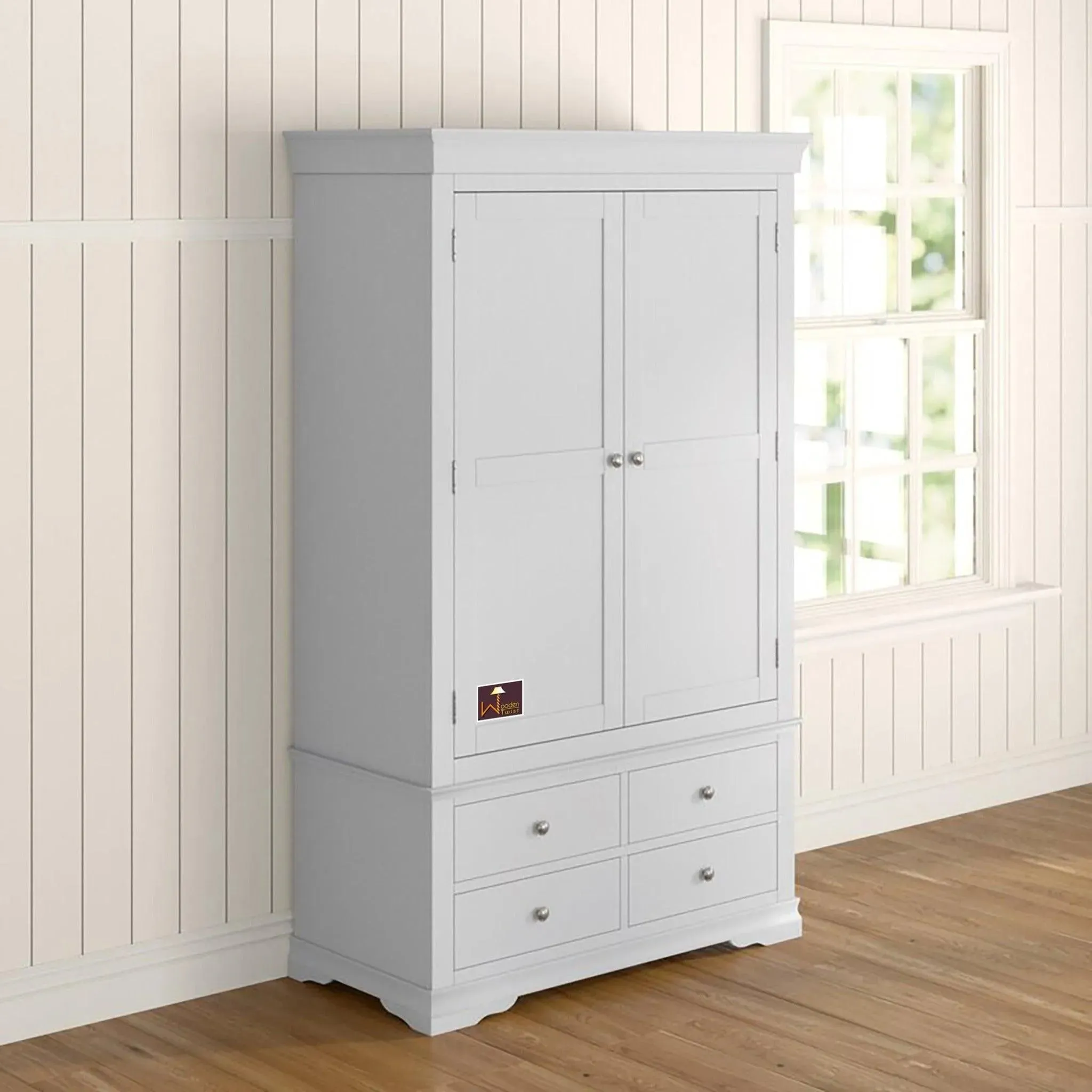 Handicraft Wooden 2 Door Wardrobe (Moonlight Grey)