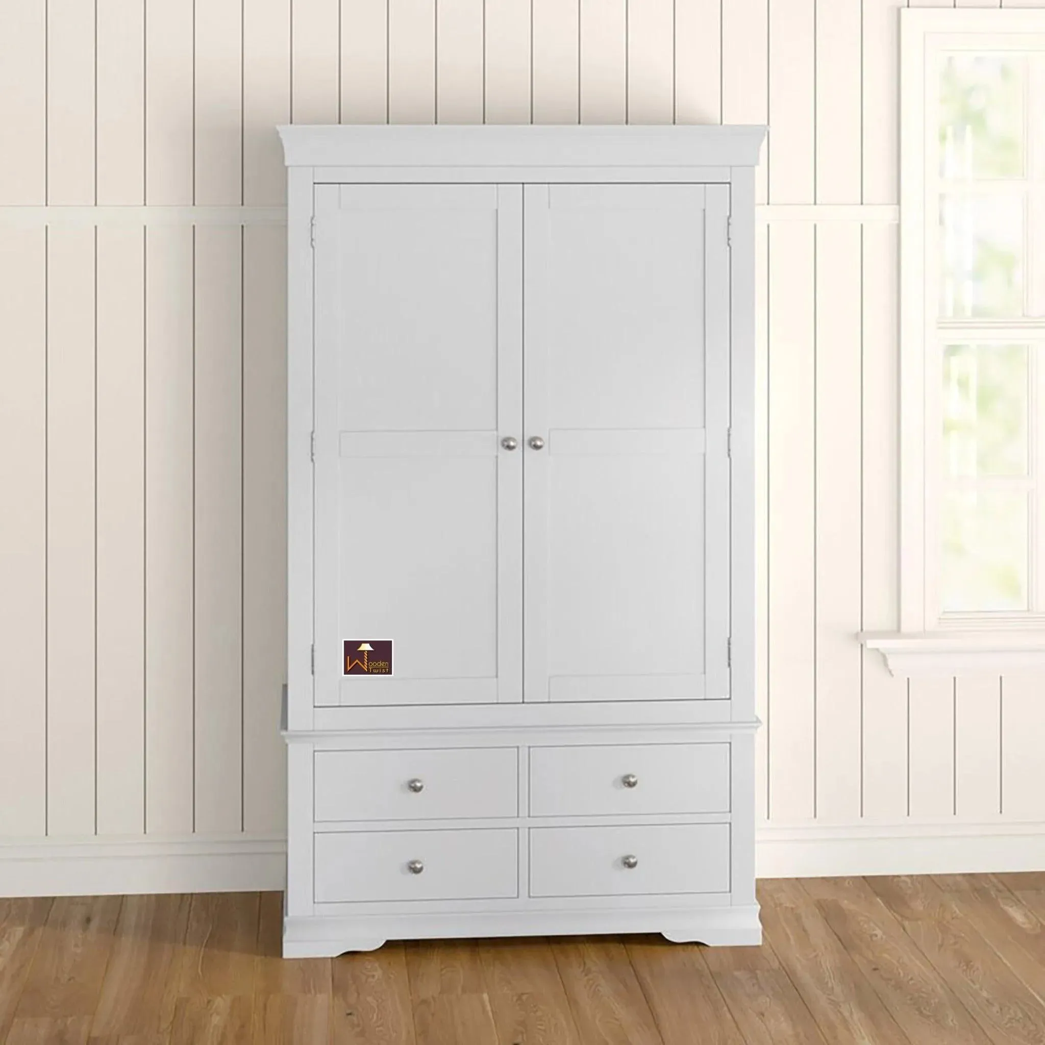 Handicraft Wooden 2 Door Wardrobe (Moonlight Grey)