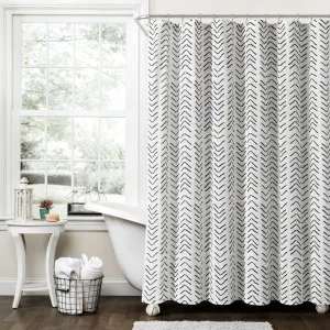 Hygge Modern Arrow Faux Linen Shower Curtain