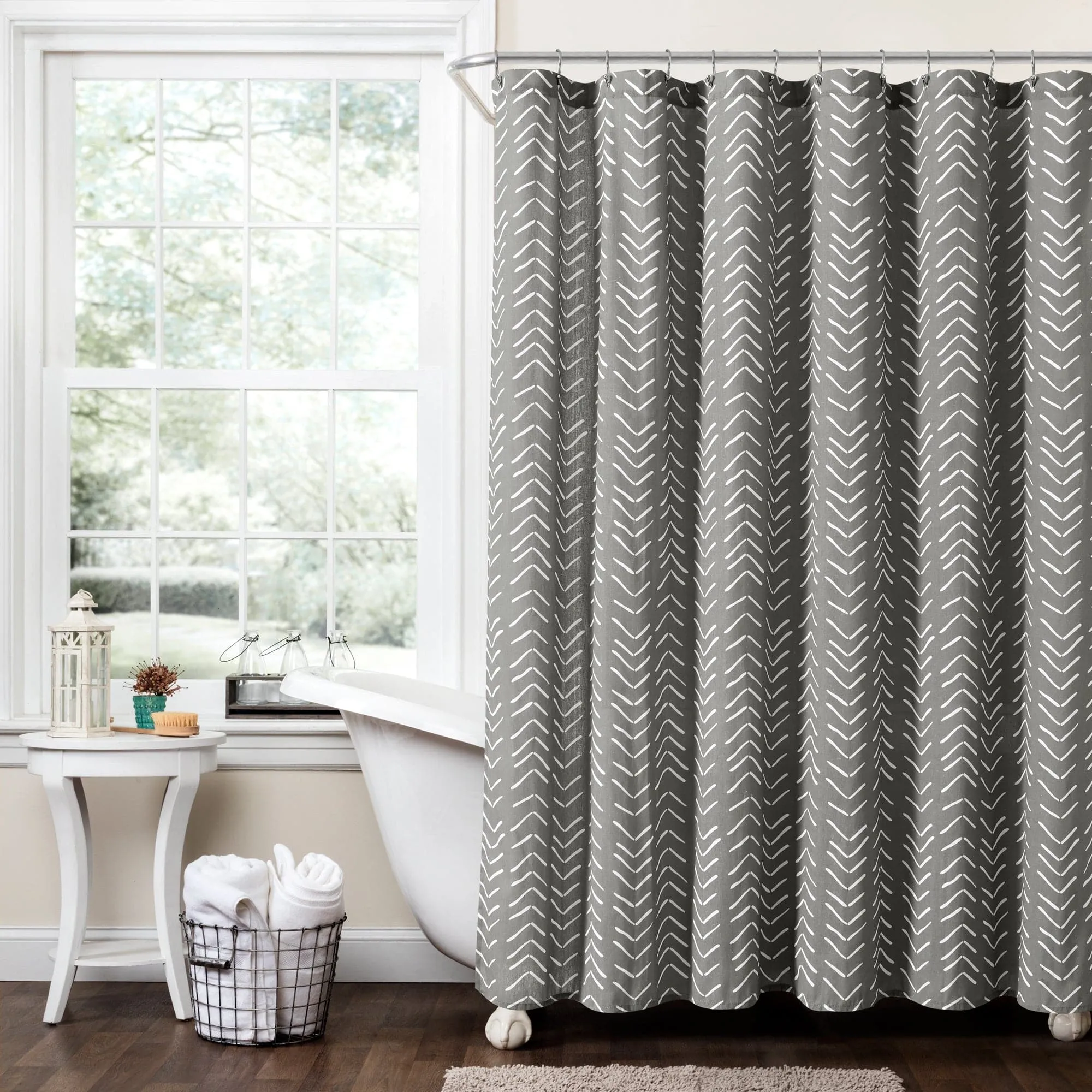 Hygge Modern Arrow Faux Linen Shower Curtain