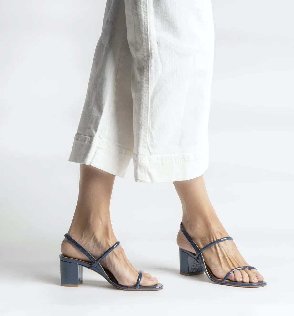 Iside Navy Naplack Leather Sandals