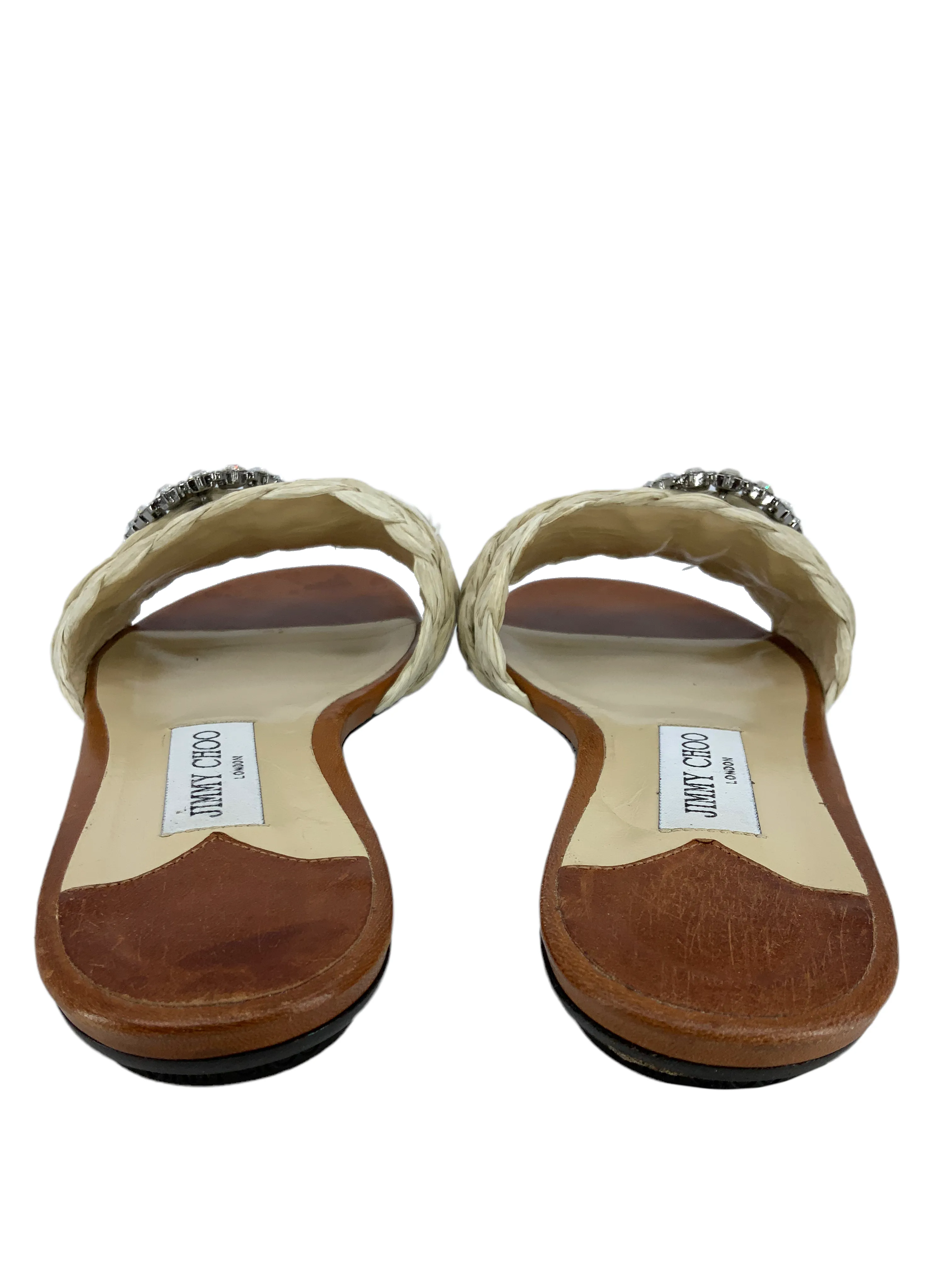 Jimmy Choo Granger Raffia Slide Sandals Size 9