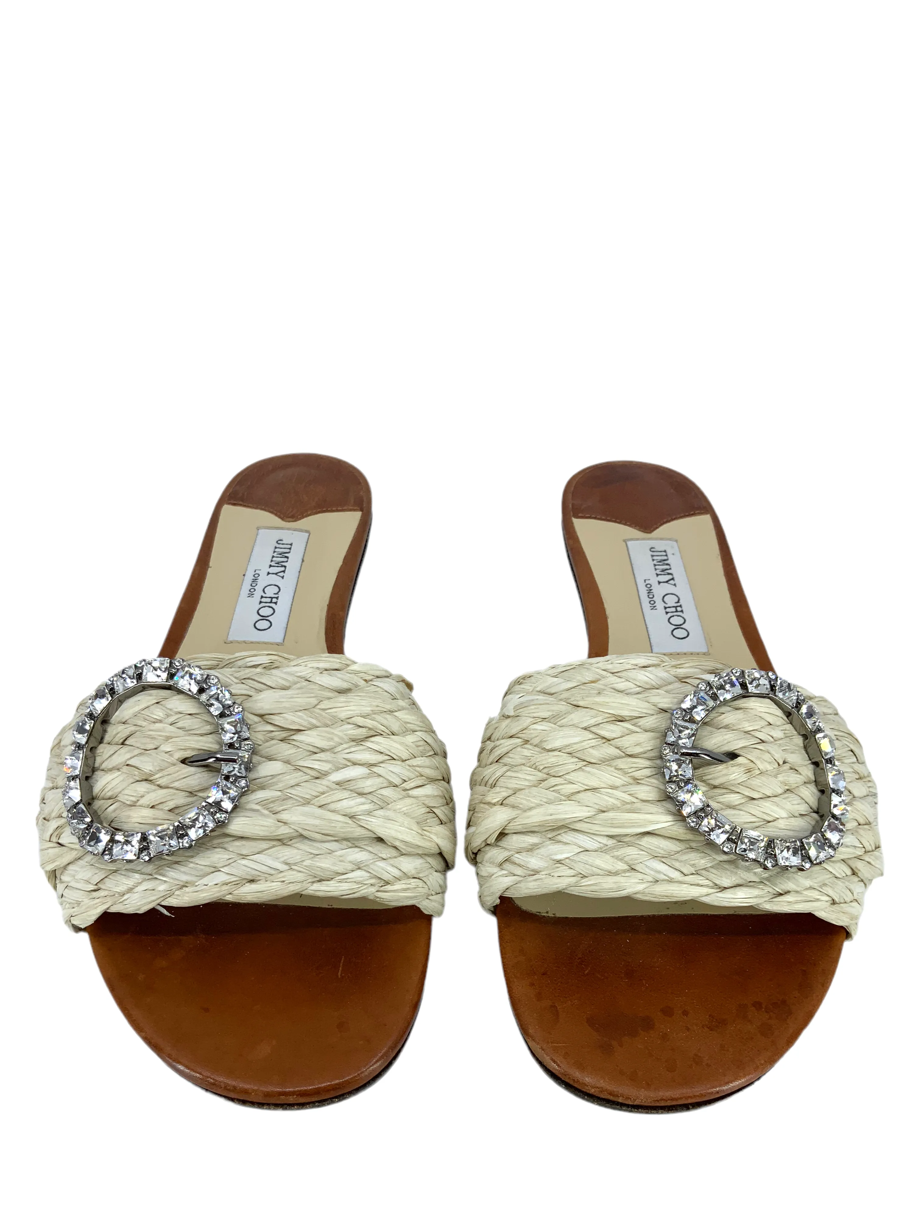 Jimmy Choo Granger Raffia Slide Sandals Size 9