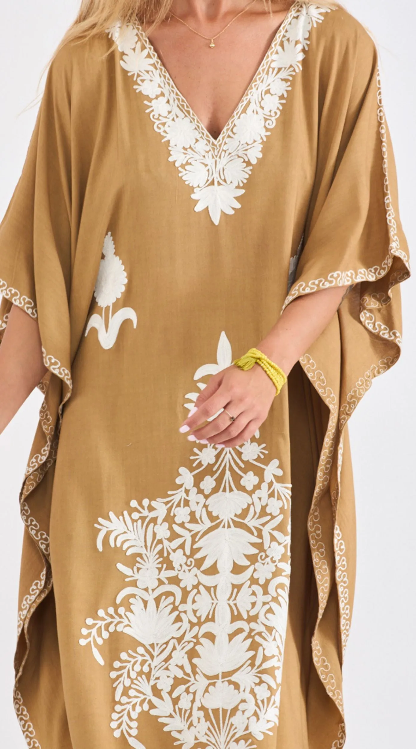 Kashmir Kaftan Dress | Mustard