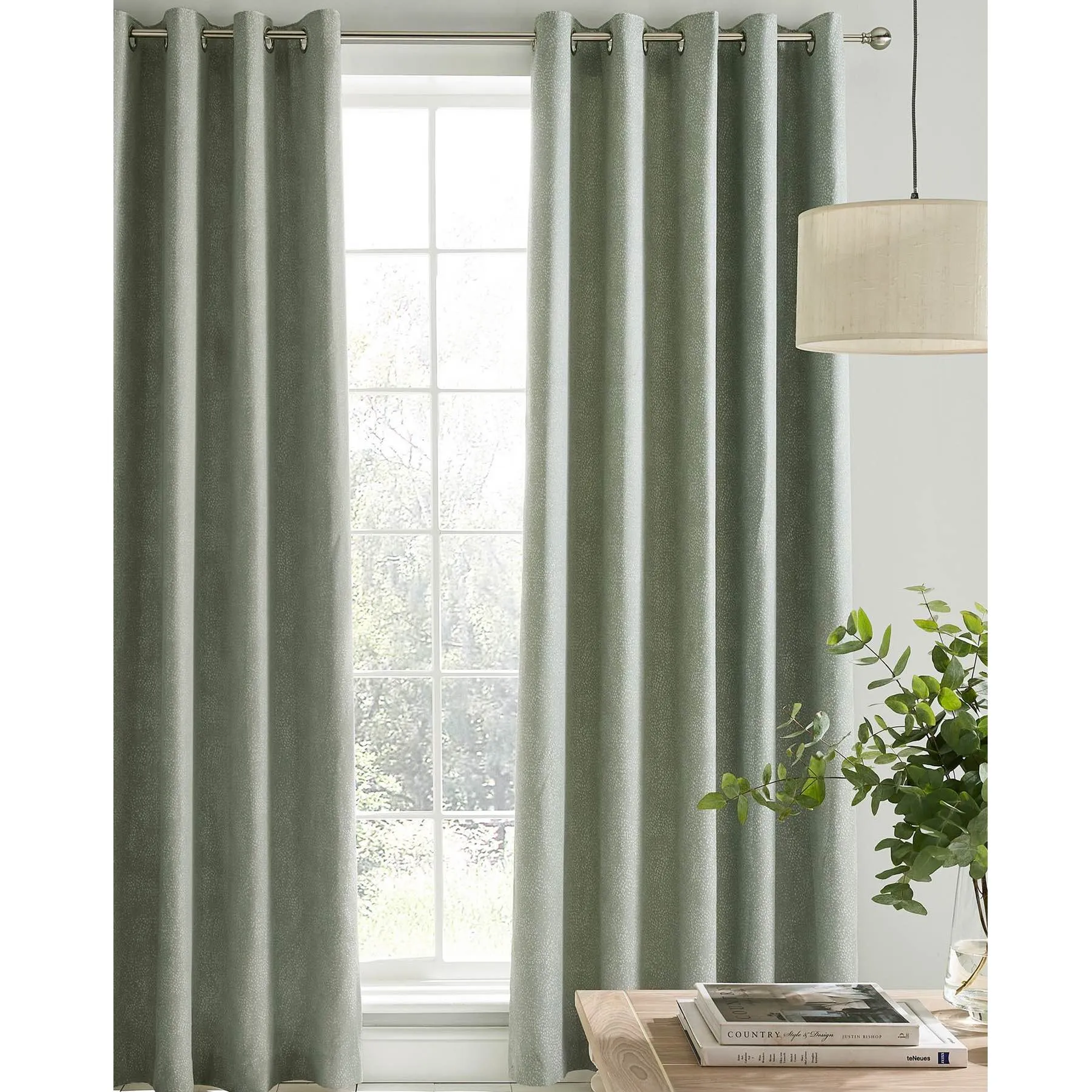 Laura Ashley Alnwick   Eyelet Curtains - Sage