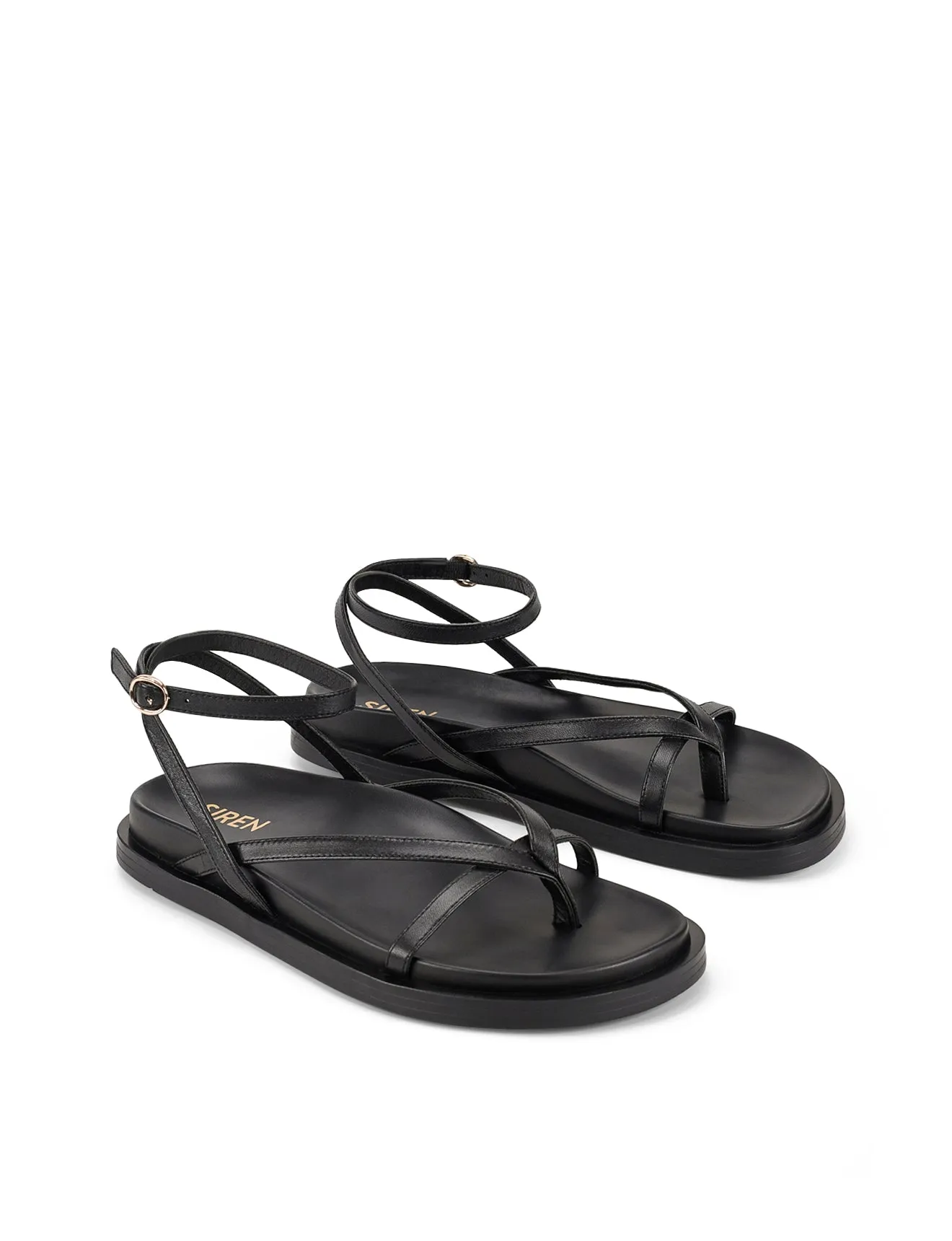 Lawrence Footbed Sandals - Black Leather