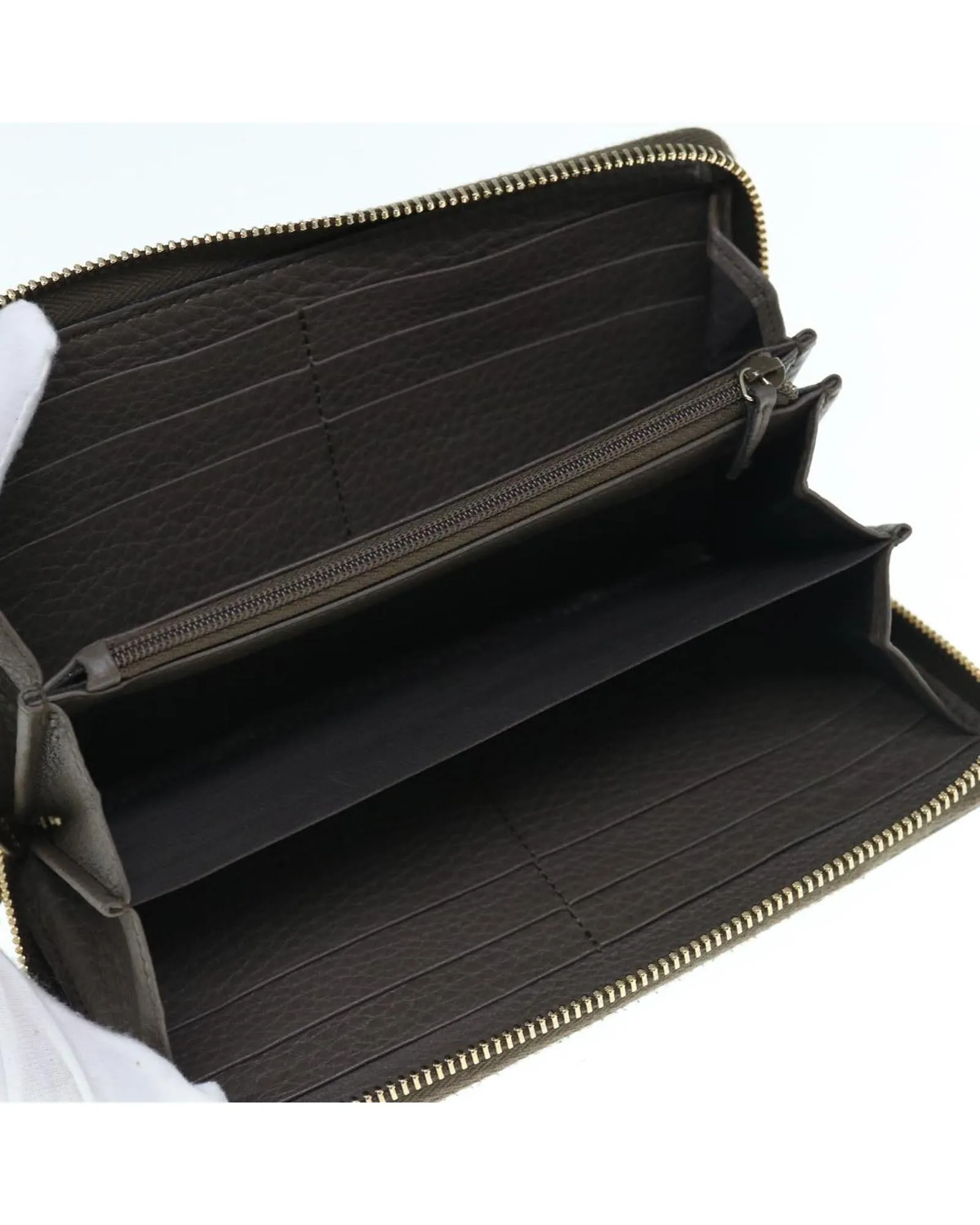 Leather Gray Bamboo Wallet with Multiple Pockets and Card Slots