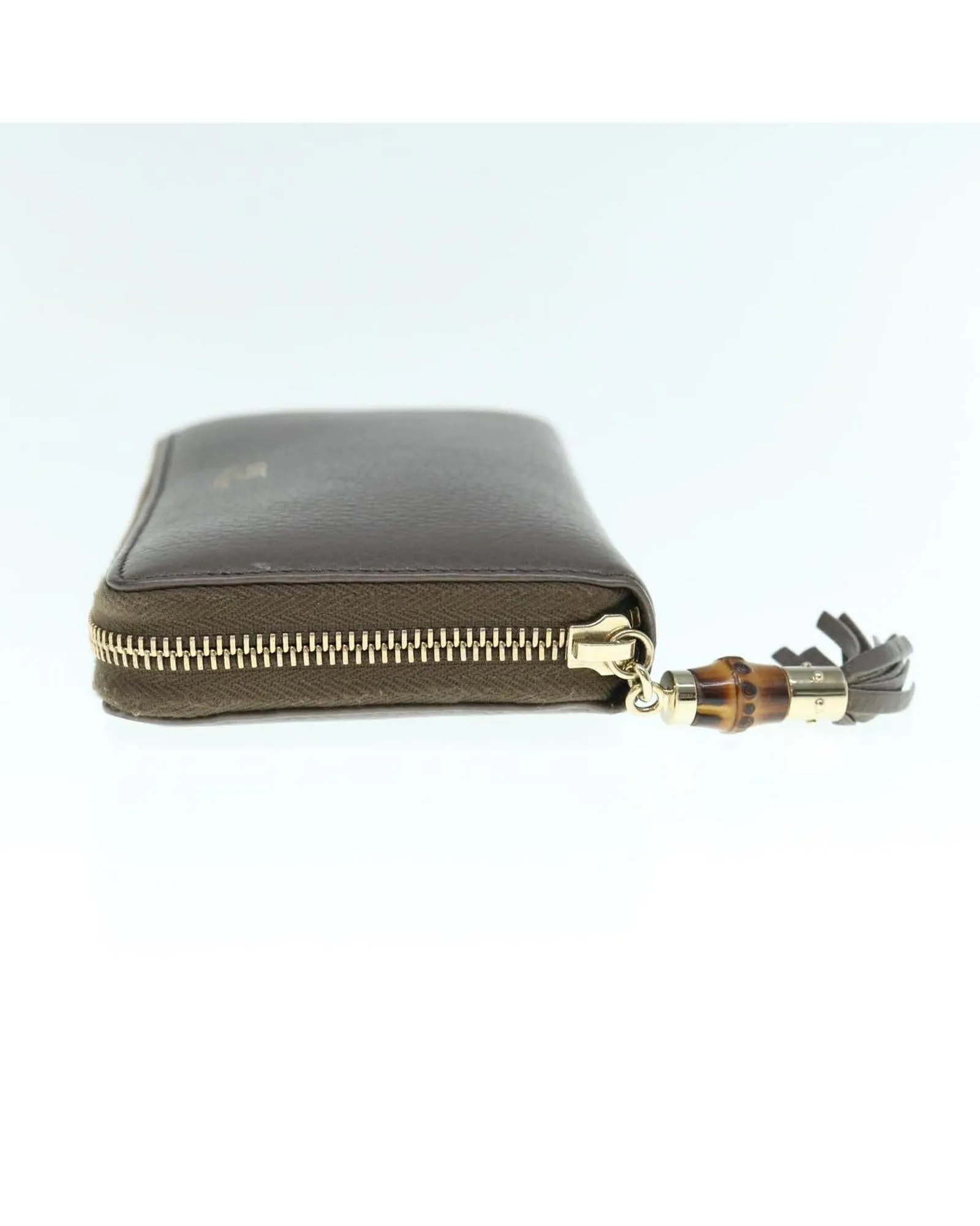 Leather Gray Bamboo Wallet with Multiple Pockets and Card Slots