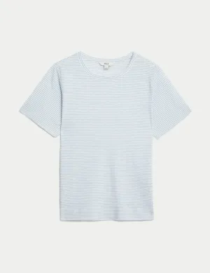 Linen Blend Striped T-Shirt