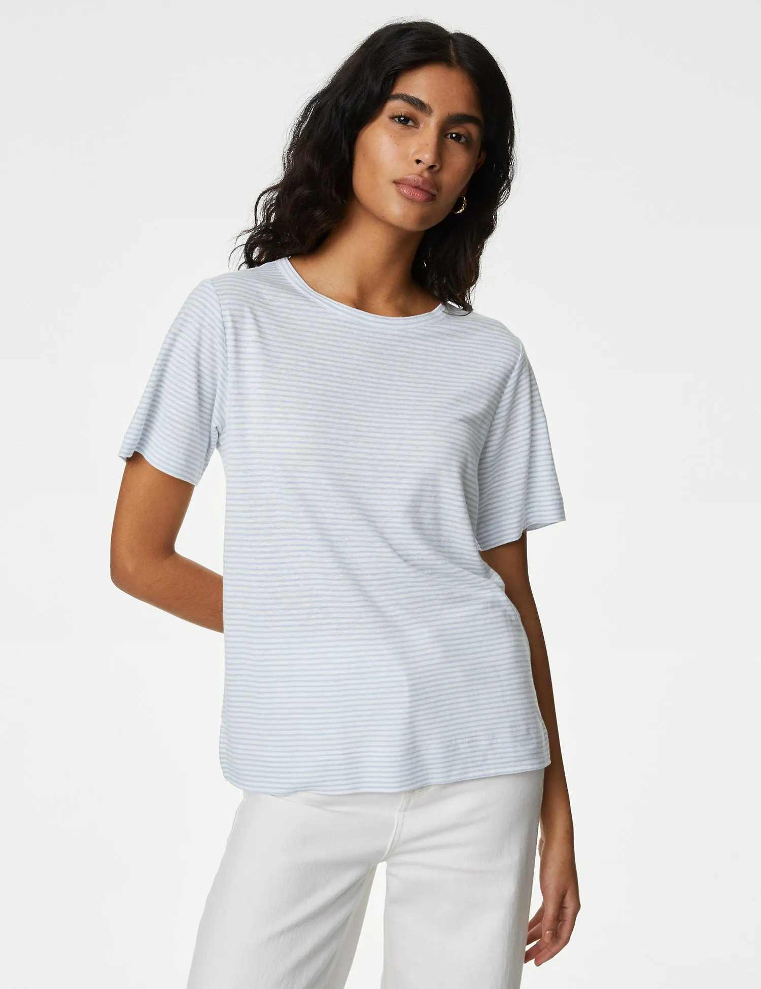 Linen Blend Striped T-Shirt