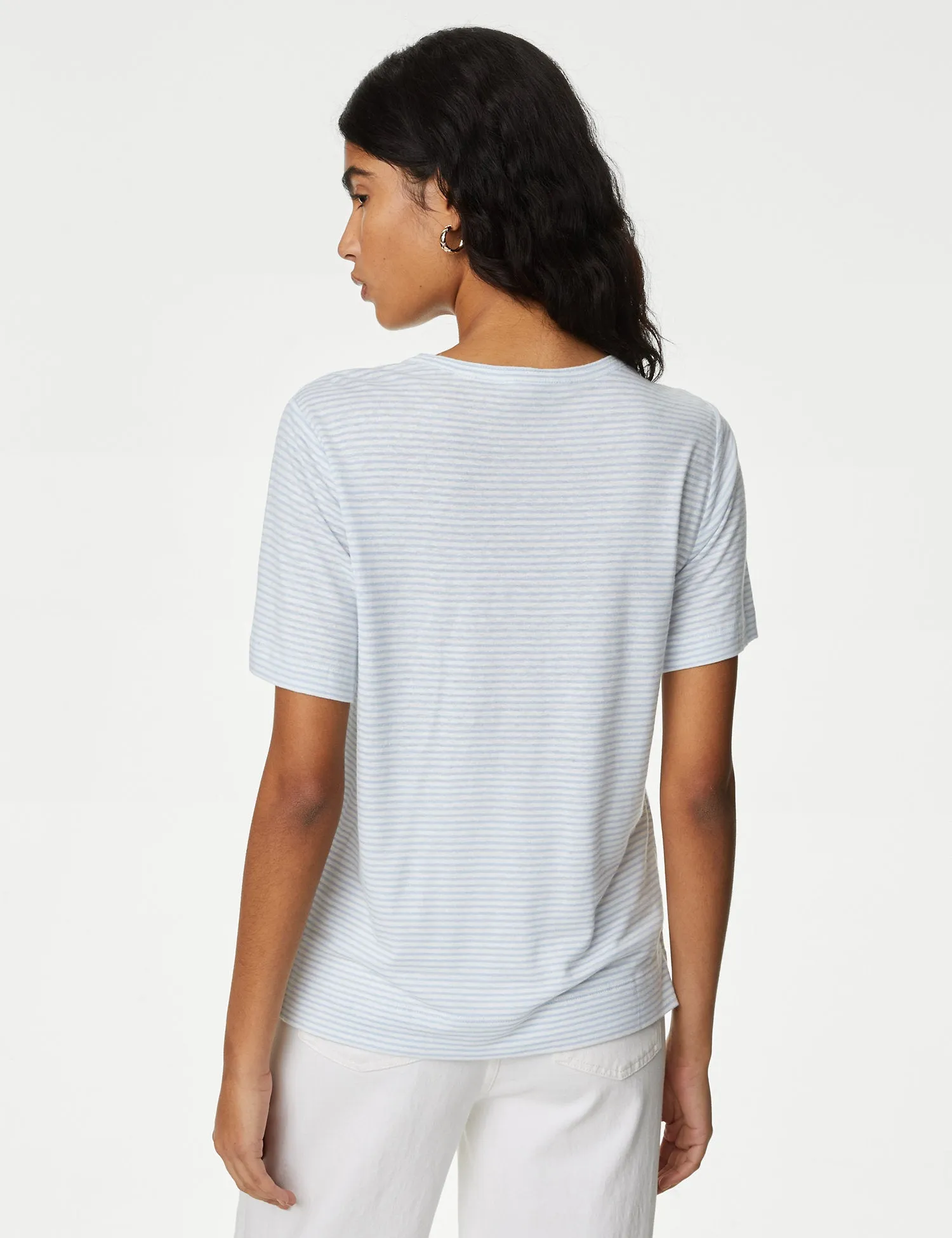 Linen Blend Striped T-Shirt