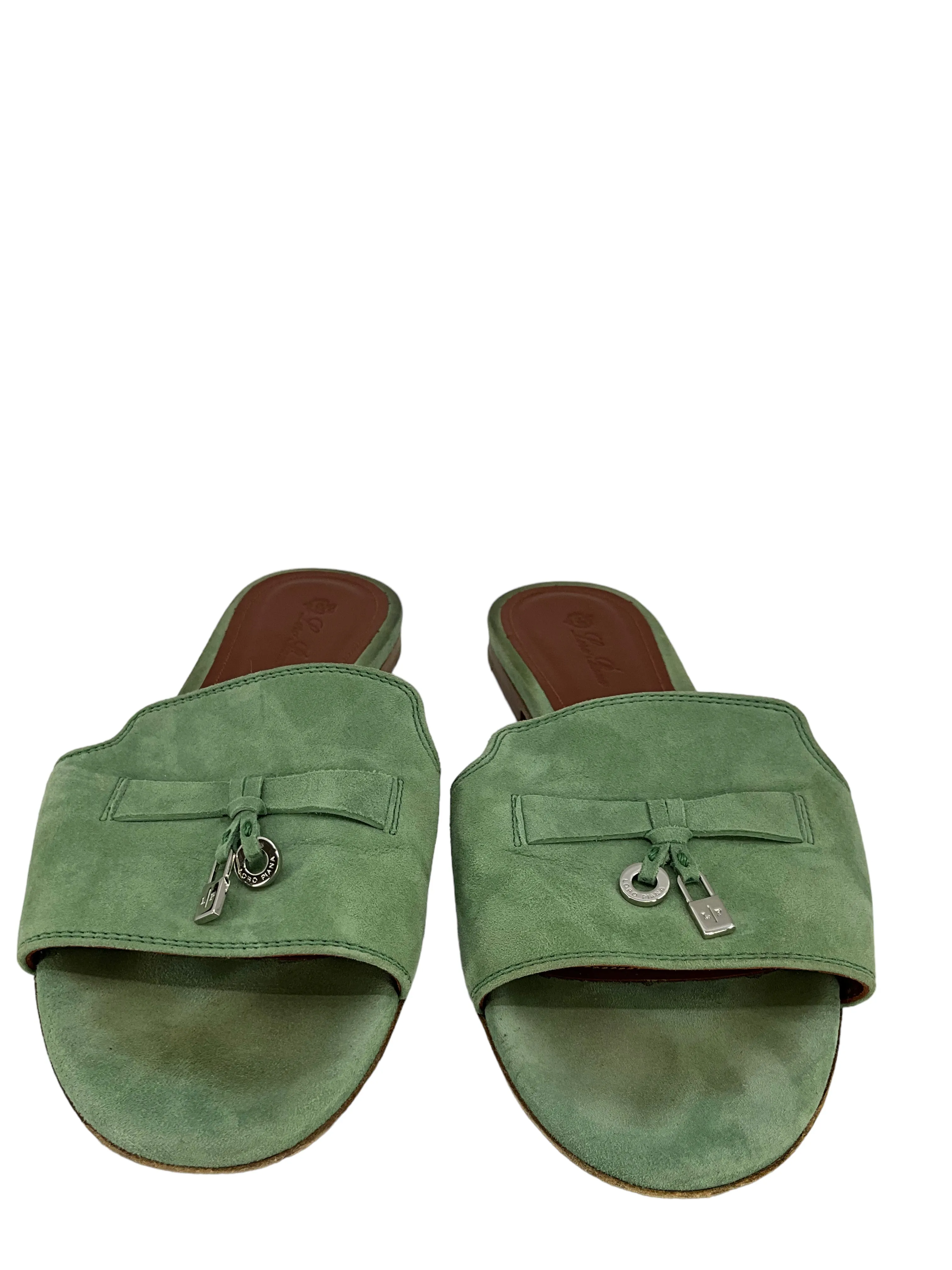 Loro Piana Summer Charms Suede Slides Size 9