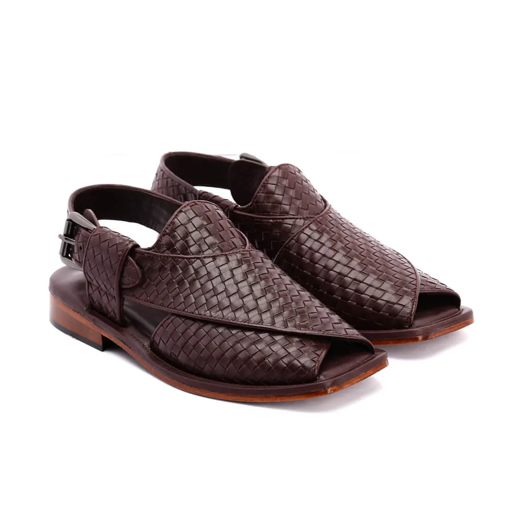 Lucas Handmade Leather Peshawari Chappal Sandals For Men Checkered Leather