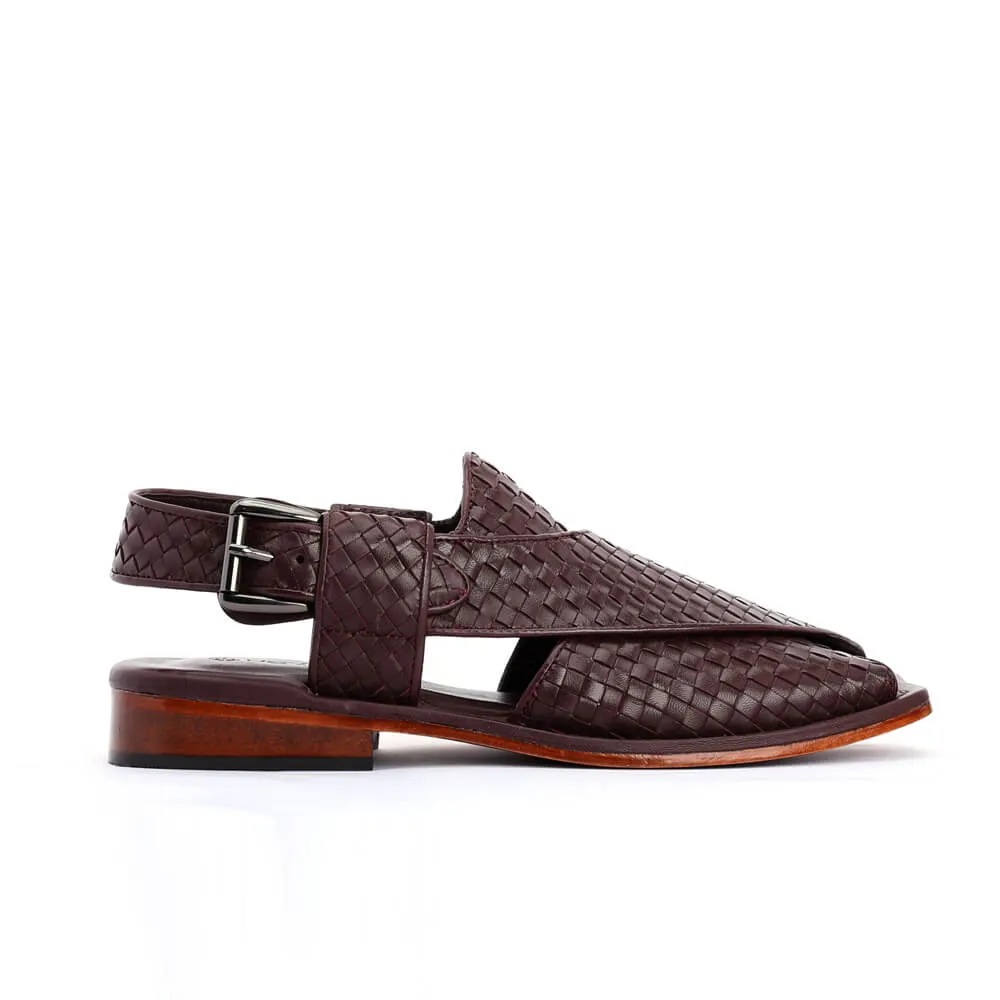 Lucas Handmade Leather Peshawari Chappal Sandals For Men Checkered Leather