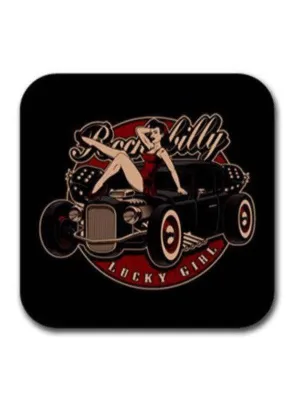 Lucky girl  Rubber Square Coaster (4 pack)