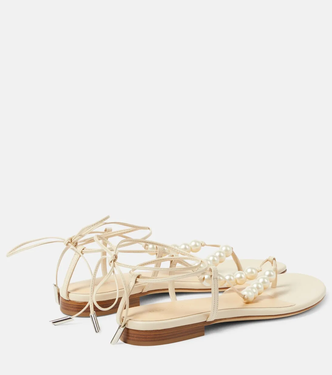 Magda Butrym leather sandals with faux pearl embellishment, white