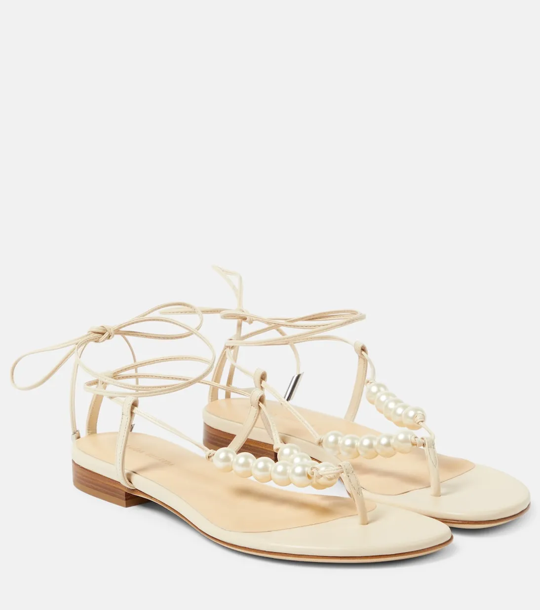 Magda Butrym leather sandals with faux pearl embellishment, white