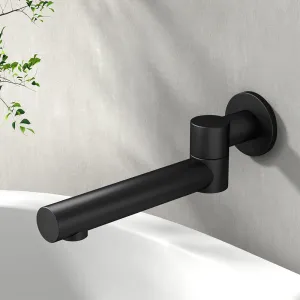 Matte Black Brass Wall-Mounted Bathroom Mixer Spout - Cefito