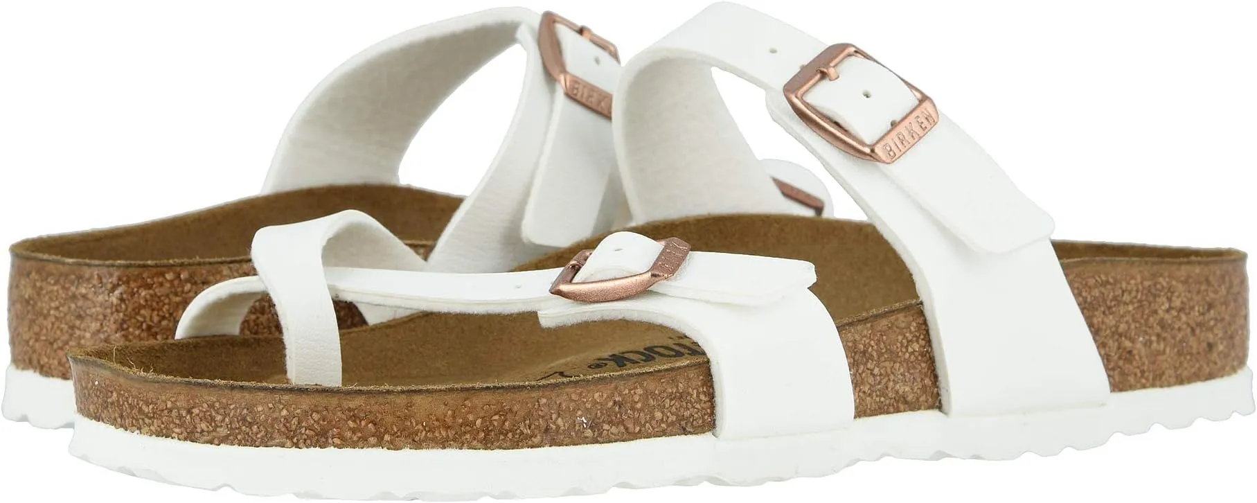 Mayari Flat Sandals - Birko-Flor & Birkibuc Birkenstock, White Birko-Flor