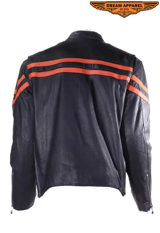 Mens Racer Jacket With Orange Racing Stripes