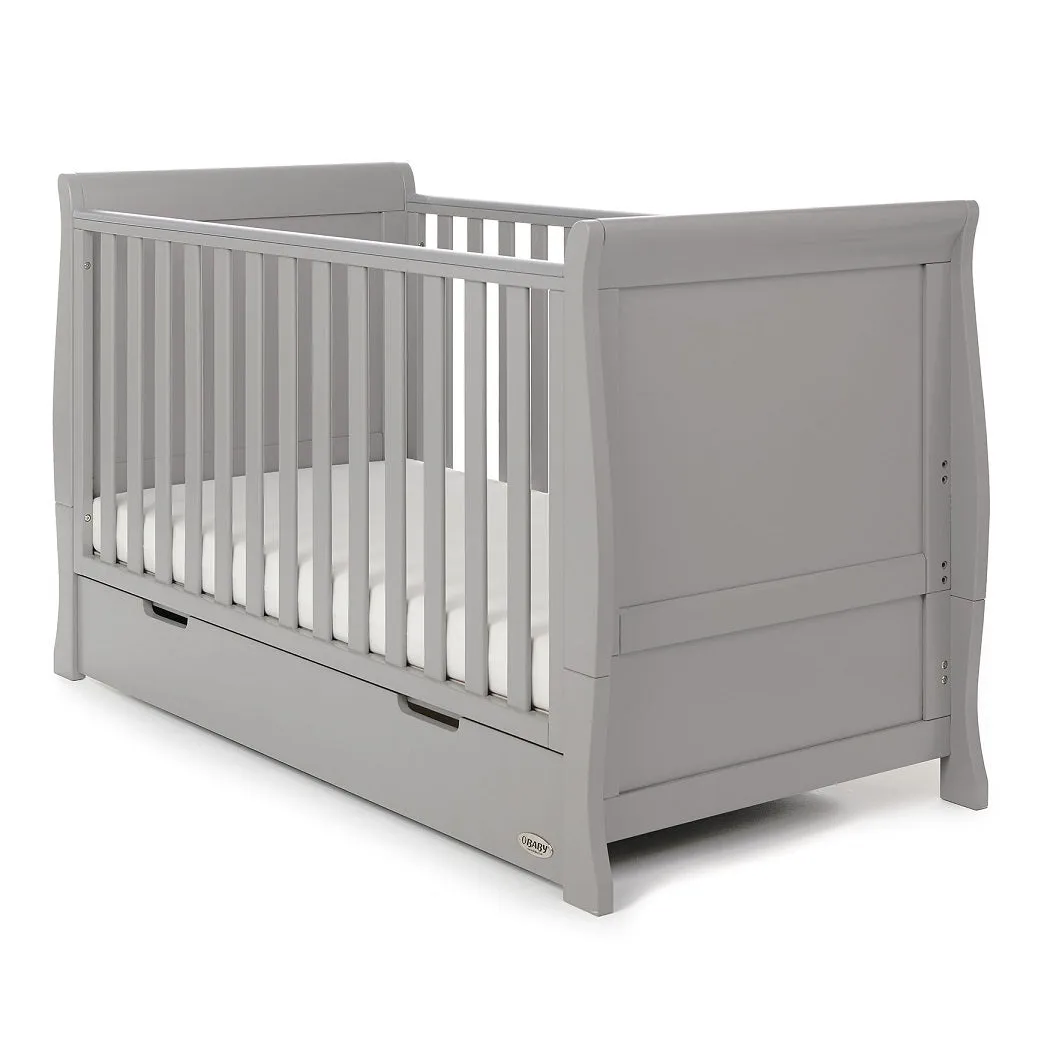 Obaby Stamford Sleigh Cot Bed with Pocket Sprung Mattress (Warm Grey)