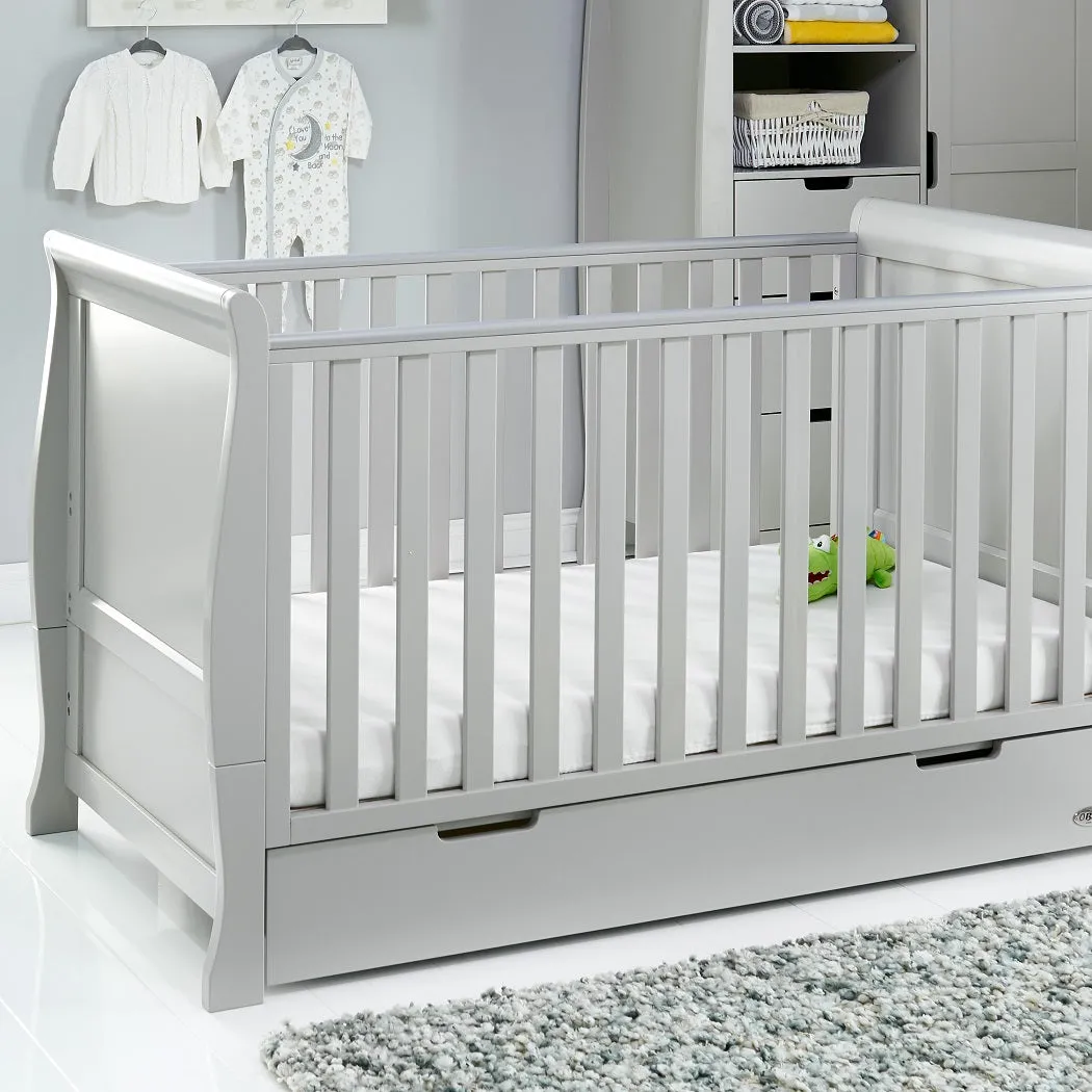 Obaby Stamford Sleigh Cot Bed with Pocket Sprung Mattress (Warm Grey)