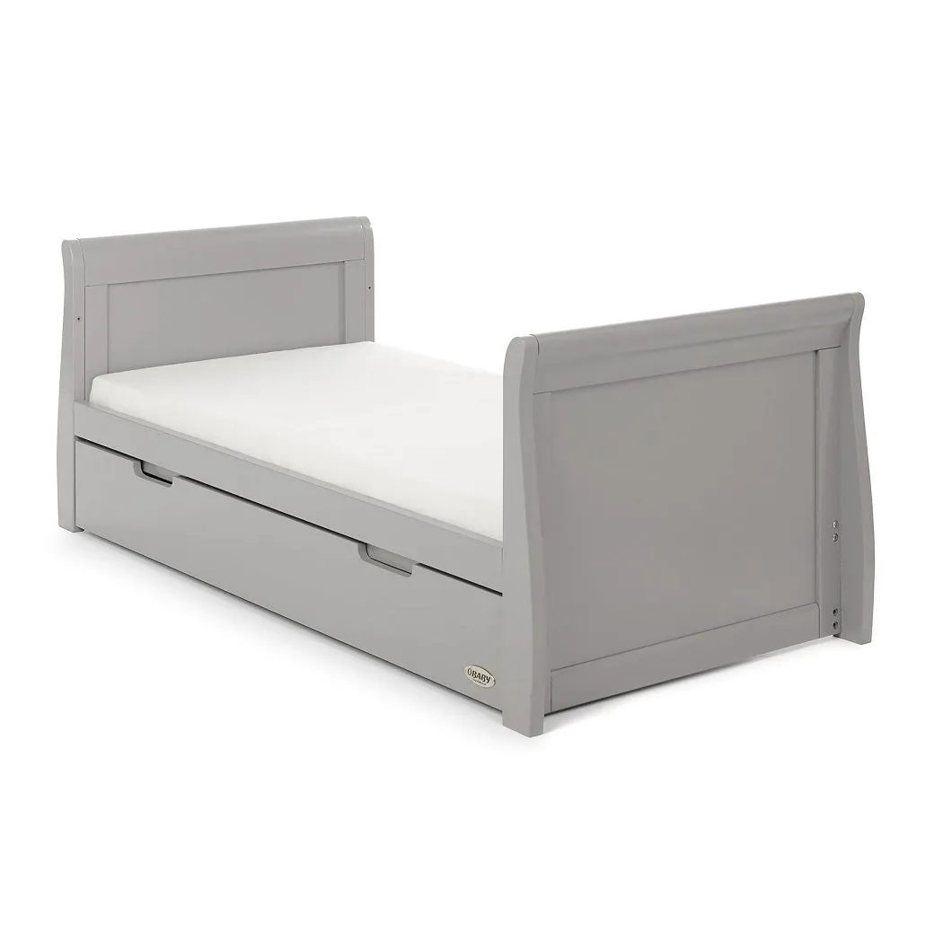 Obaby Stamford Sleigh Cot Bed with Pocket Sprung Mattress (Warm Grey)