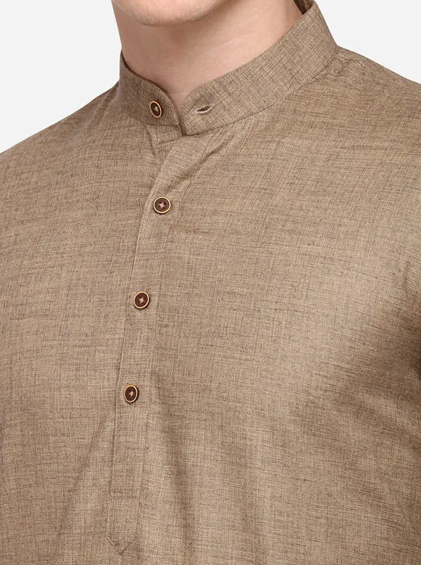 Otter Brown Self Textured Regular Fit Modi Kurta | JadeBlue