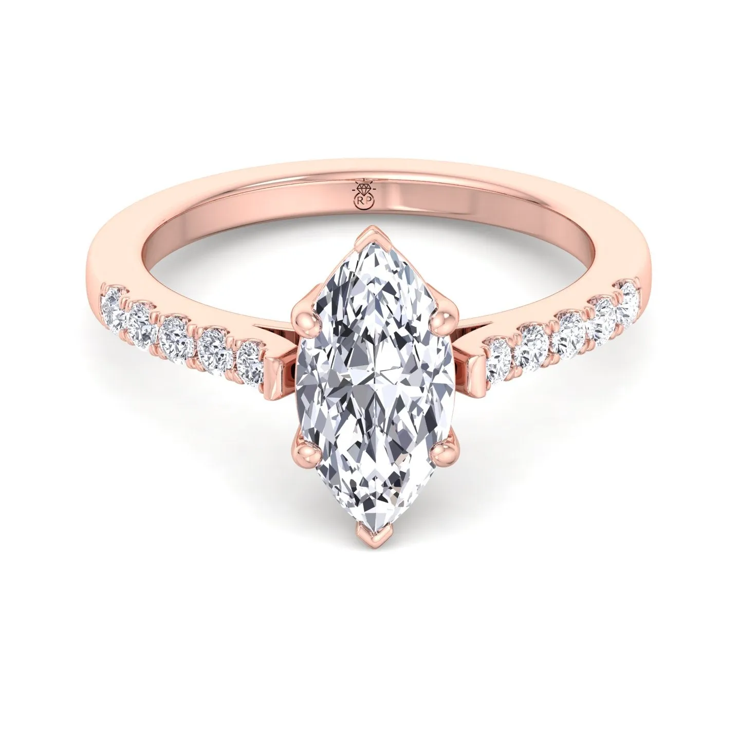 Oxnard - Marquise Cut Engagement Ring 6 Prongs With Sidestones