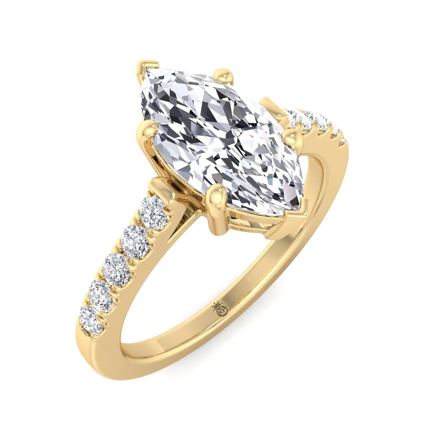 Oxnard - Marquise Cut Engagement Ring 6 Prongs With Sidestones