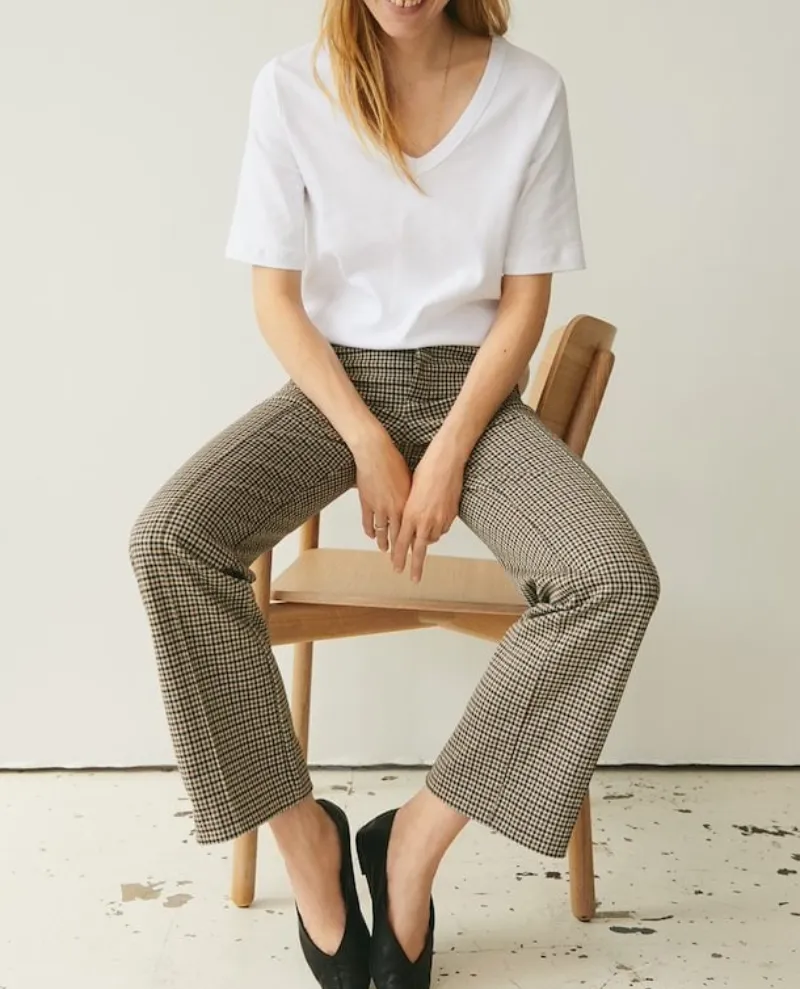 Part Two Pontas Brown Check Jersey Trousers