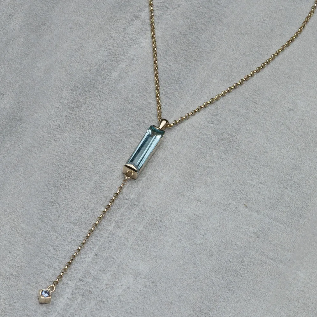 Pendulum Necklace - Sky blue topaz & blue sapphire