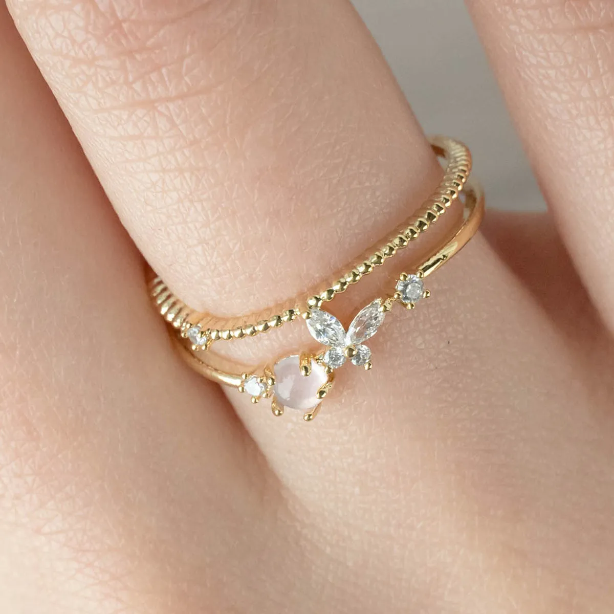 Pink butterfly ring