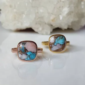 Pink Opal and Turquoise Ring