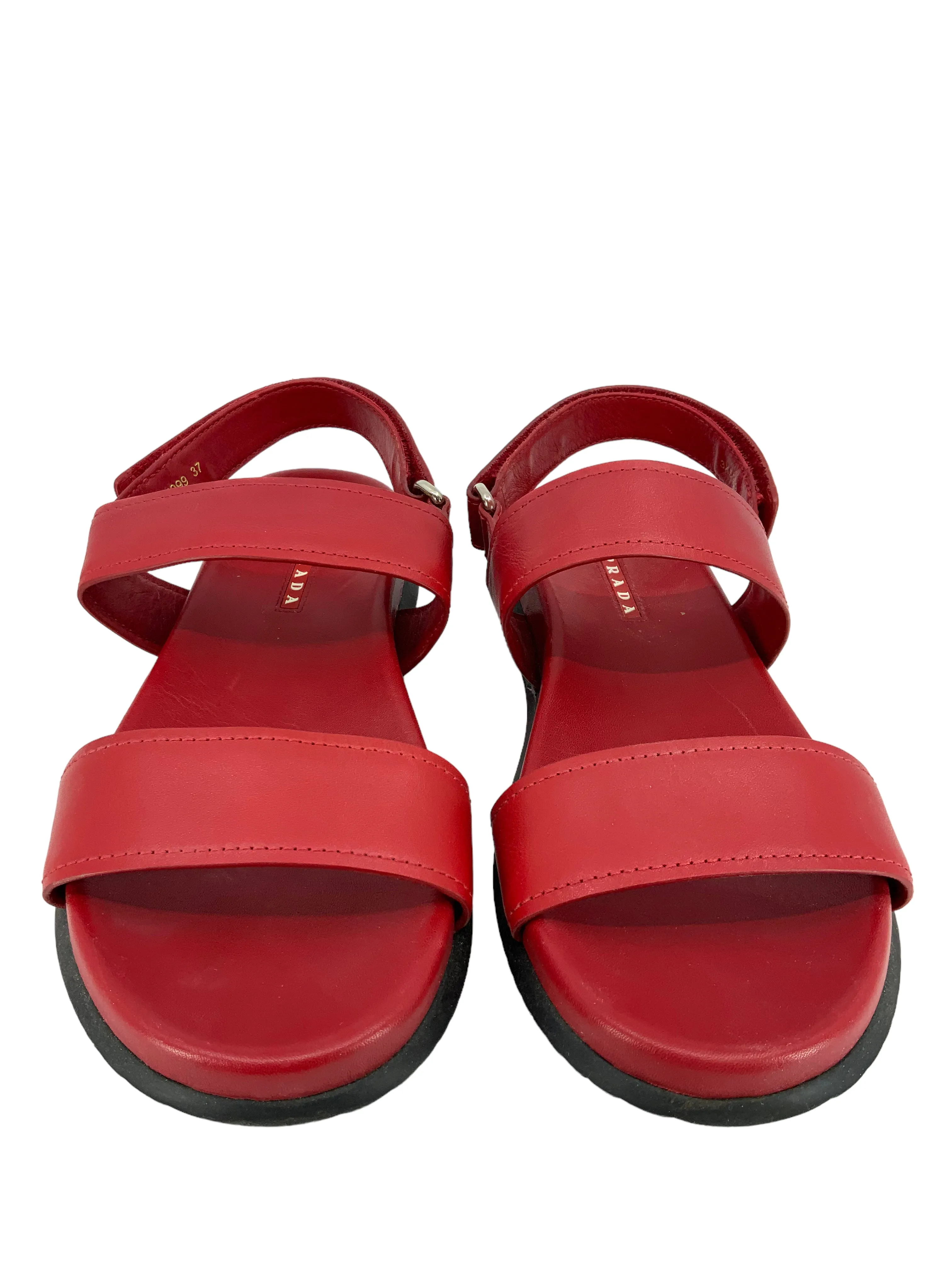 PRADA Leather Velcro Ankle Strap Sandals Size 7