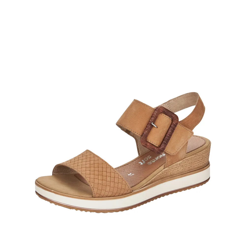 Remonte D6453-60 Light Tan Wedge Sandals