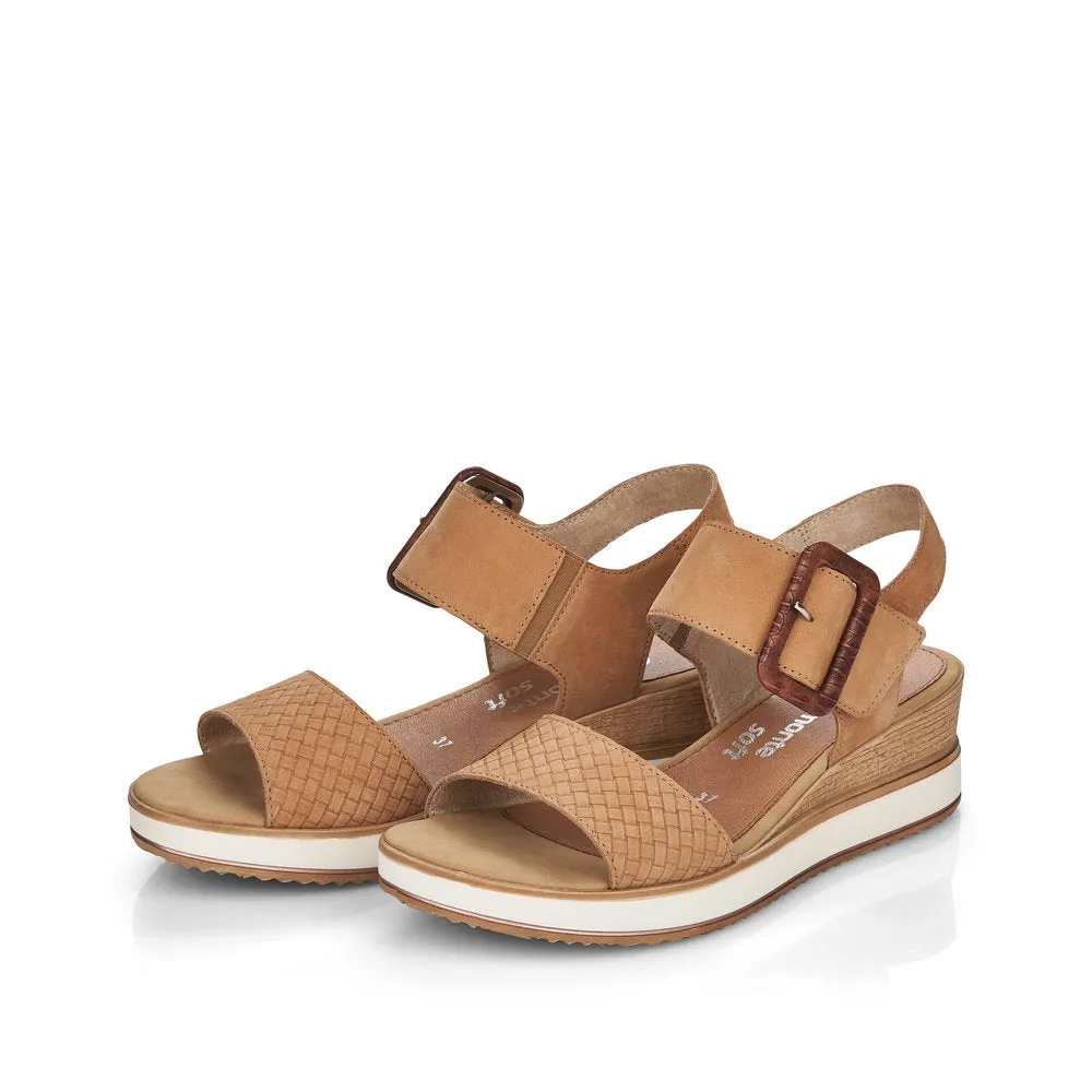 Remonte D6453-60 Light Tan Wedge Sandals