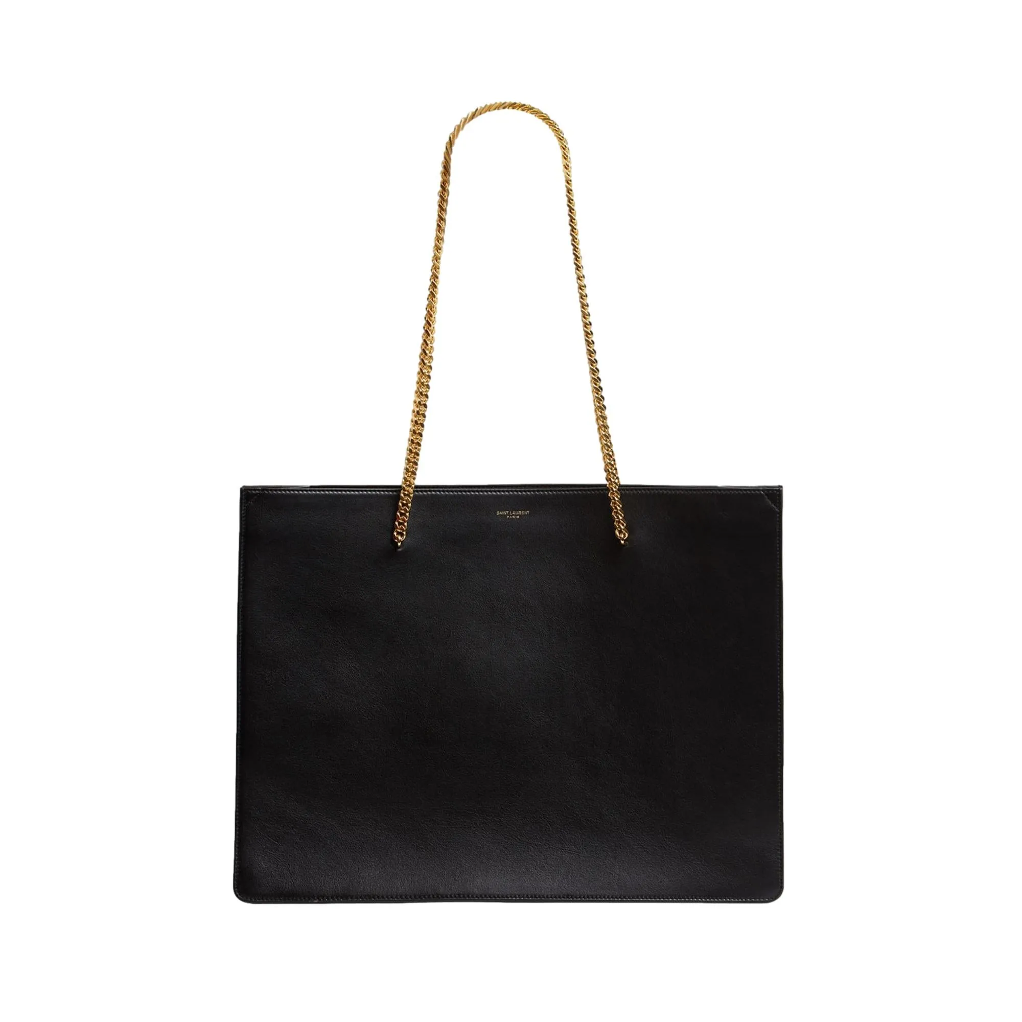 Saint Laurent Siena Ultra Lux Black Calf Leather Chain Shoulder Tote Bag