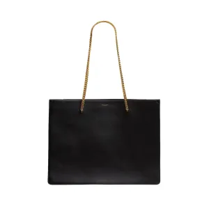 Saint Laurent Siena Ultra Lux Black Calf Leather Chain Shoulder Tote Bag