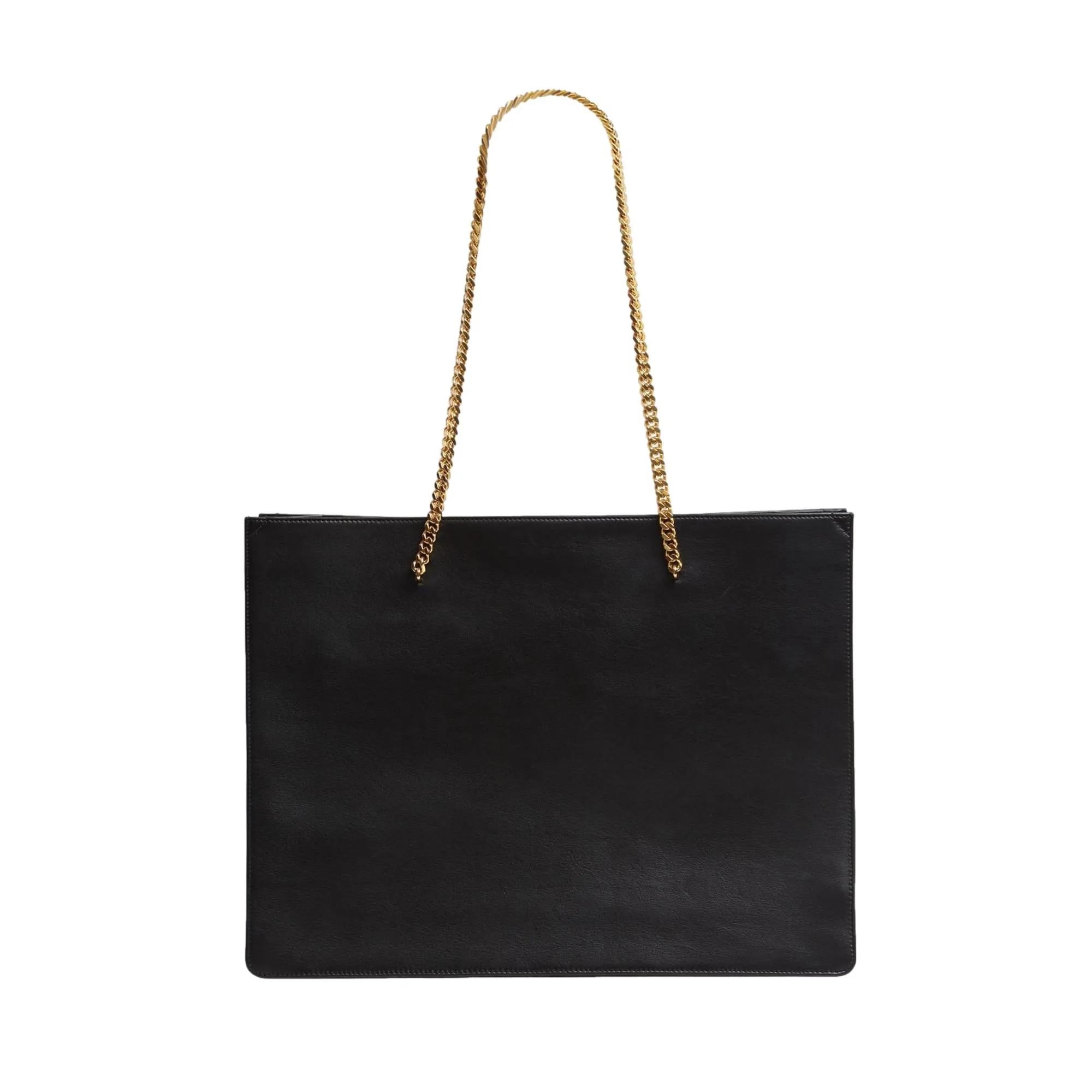 Saint Laurent Siena Ultra Lux Black Calf Leather Chain Shoulder Tote Bag